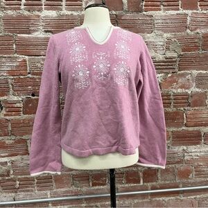 Pink Embroidered Women's Sweater